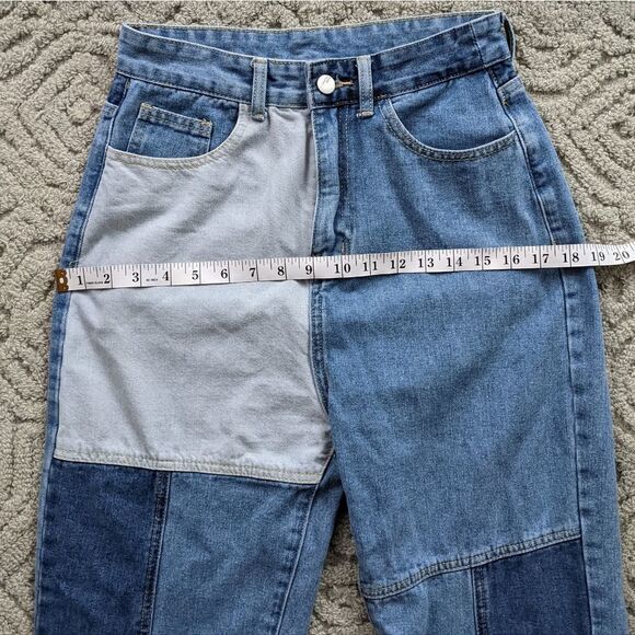 Shein Patchwork Mom Jeans High-Rise Patchwork Jeans color block jeans Small - Picture 5 of 10
